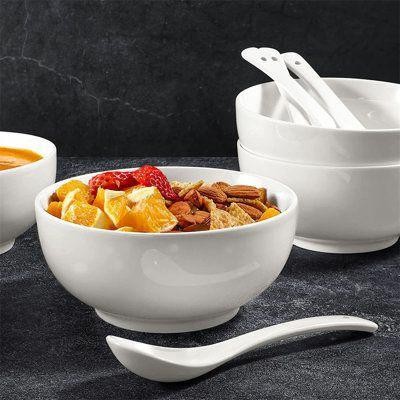 Mangkok Keramik Diameter 17,5 Mangkok Salad Mangkok Ramen Soup Putih *