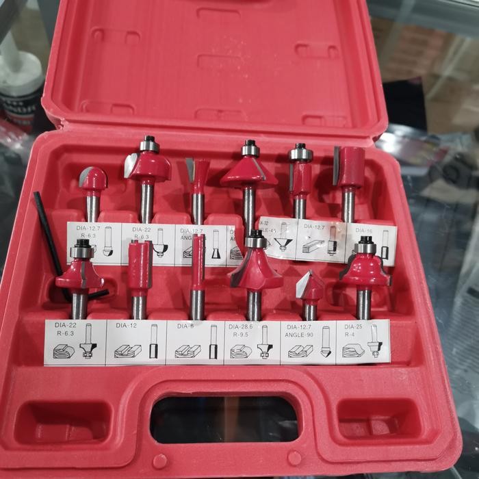 ROUTER BIT SET 12 PCS 6,35 MM KODENKI MATA PROFIL SET 12 PCS TERMURAH