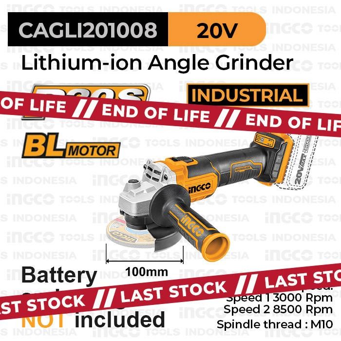 P20S BRUSHLESS ANGLE GRINDER (4") INGCO CAGLI1002 GERINDA GRENDA INCH TERMURAH
