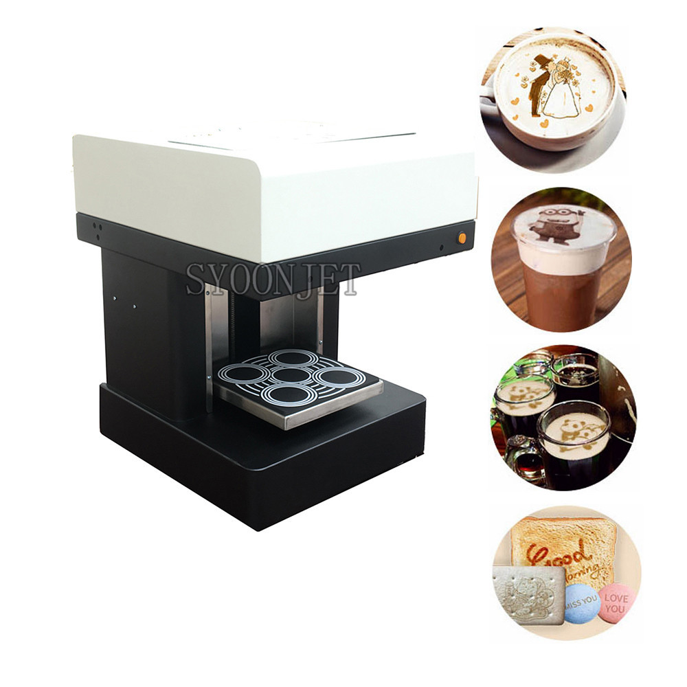 Automatic 4Cups coffee printer with 400ml edible ink Latte Cake Selfie Art Flower food beer printing