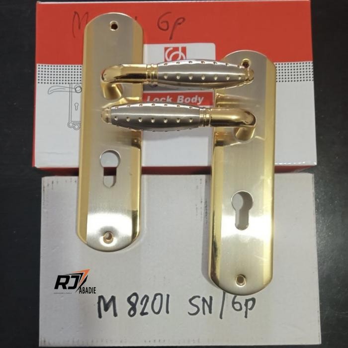 Handle Gagang Kunci Pintu Tanggung Bulat Aluminium Soligen Set Cp / Gp