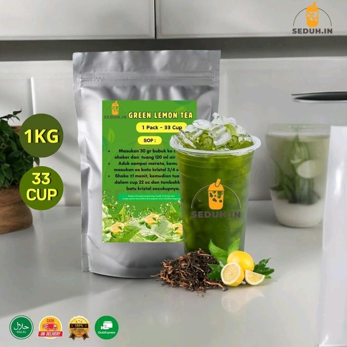 

GREEN LEMON TEA / TEH HIJAU 1KG / BUBUK MINUMAN PREMIUM / MINUMAN BUBUK INSTAN Greentea Serbuk Gula