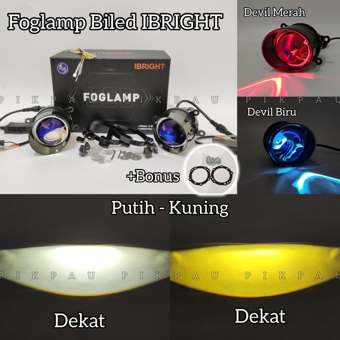IBRIGHT SEPASANG Lampu Biled Foglamp 3 Inc NEW C990 Blue Lens Foglamp Toyota Dan Honda Bonus Brecket