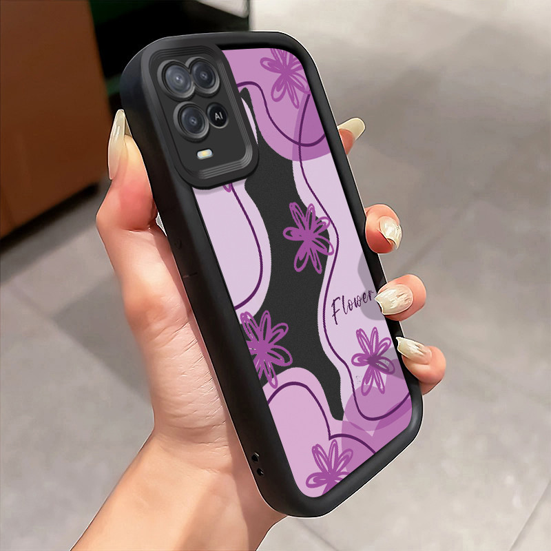 Casing Hp Untuk OPPO A54 Case Bunga ungu Kasing tipis Perlindungan Kesing Silikon Softcase Cesing