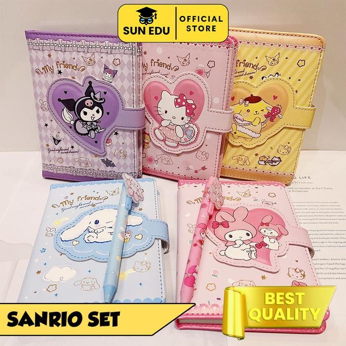 

Terlaris- 2 In 1 Gift Set Notebook Sanrio Magnet/ Buku Tulis Cute Kuromi Cinnamorol Kertas Magnet
