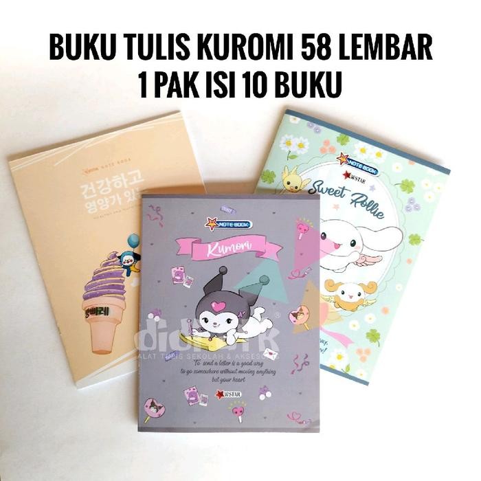 

Terlaris- Buku Tulis New Star Sanrio Kuromi Cinamorol 58 Lembar 1 Pak Isi 10 Pcs - Paper Stationery