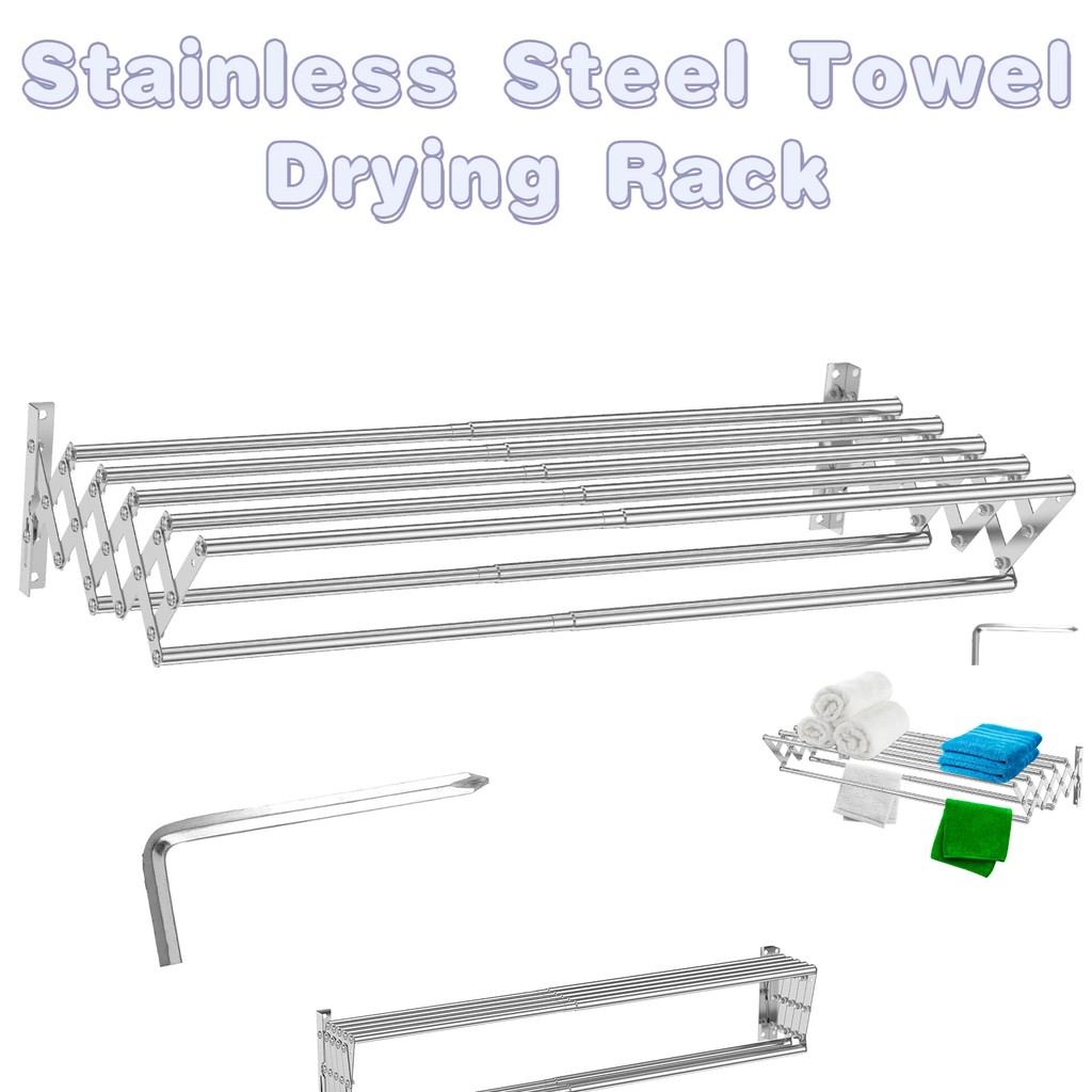 Laundry Drying Rack Collapsible Wall Mounted Clothes Drying Rack Stainless Steel Drying Rack