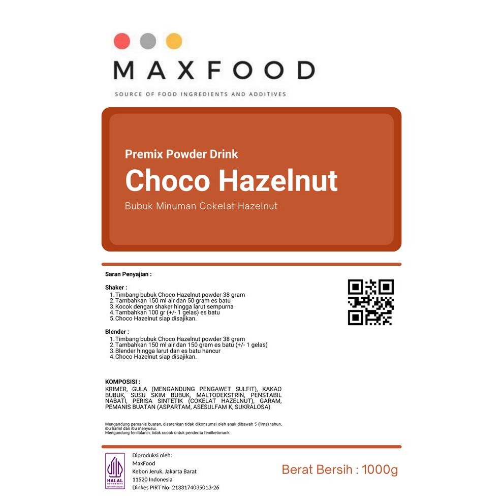 

Maxfood - Chocolate Hazelnut / Bubuk Minuman Coklat Hazelnut 1 Kg