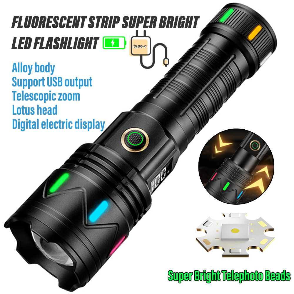 PROMO   High Power LED Aluminum Flashlight Rechargeable Torch Outdoor Searchlight Portable Camping L