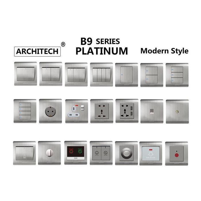Promo Architech Saklar B9 Platinum Silver Saklar Lampu/ Stop Kontak Saklar/ Saklar Rumah Architech