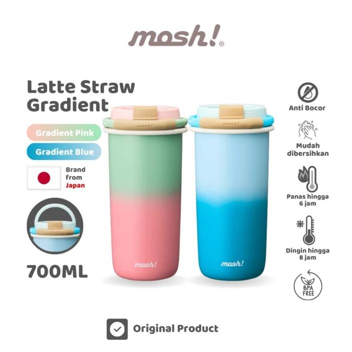 Mosh Latte Straw Gradient Tumbler - Botol Minum Stainless Steel 700ml