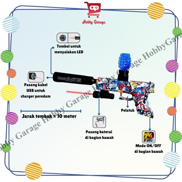 Mainan Tembakan Anak Handgun Watergel Water Gel Laser Infrared Lampu