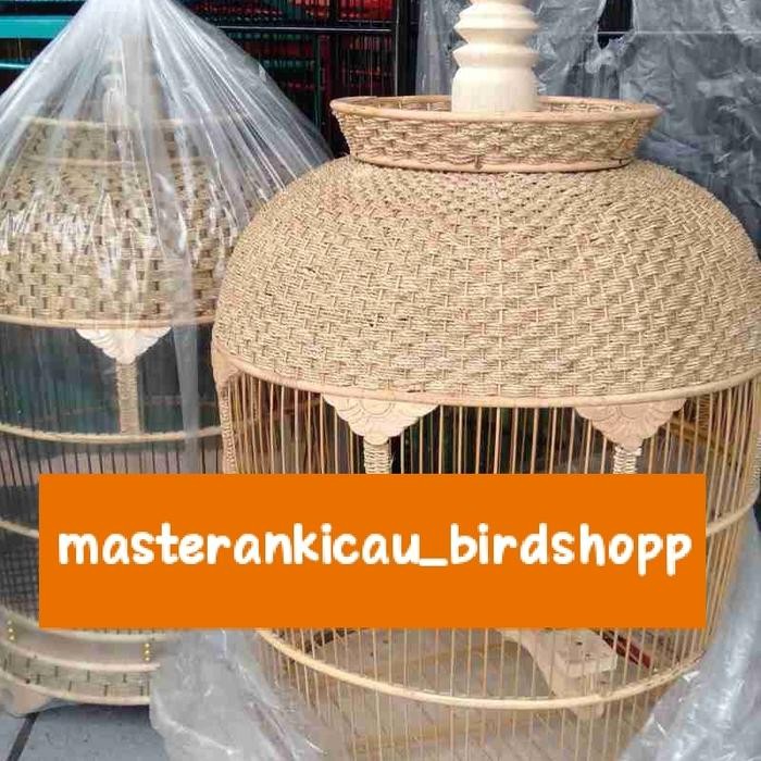 sangkar kandang perkutut rotan anyaman fullsett mewah