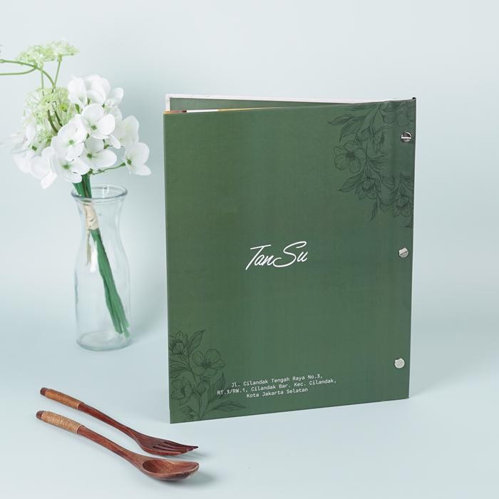 

Cetak Buku Menu Waterproof Fancy Print Menu Restoran Cafe A4 Jilid Baut Custom Selaras Printing