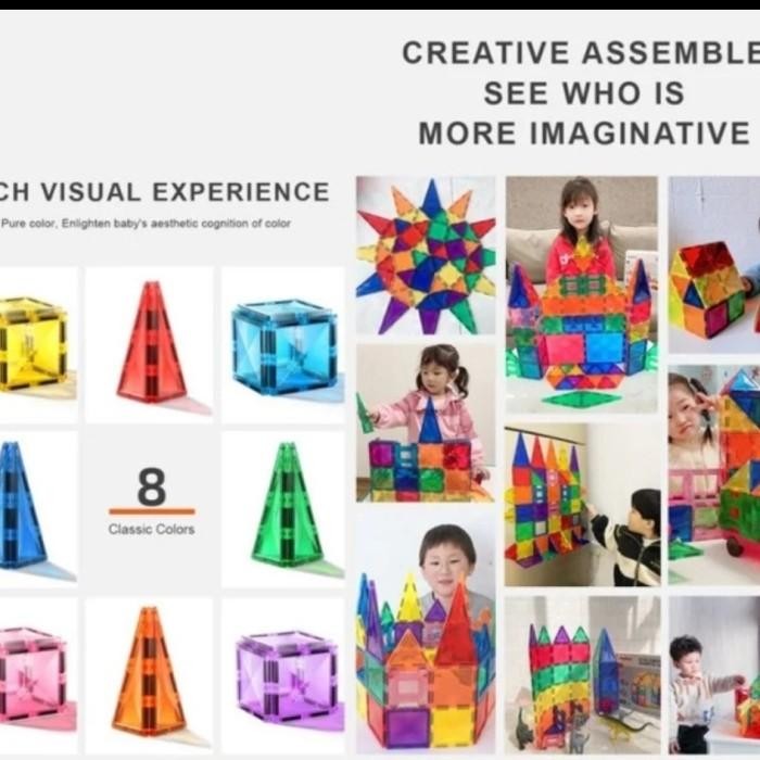 (Expert) COLORFUL MIDEER MAGNETIC TILES 60 PCS. PRODUK MIDEER