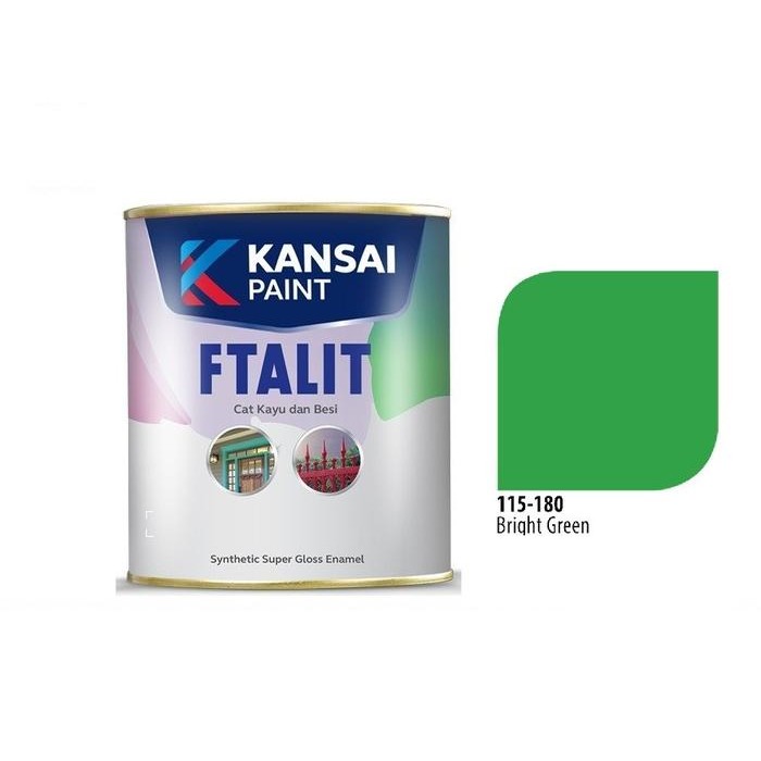 Cat Ftalit 180 Bright Green Kansai 1 Ltr / Cat Kayu & Besi / Cat Hijau