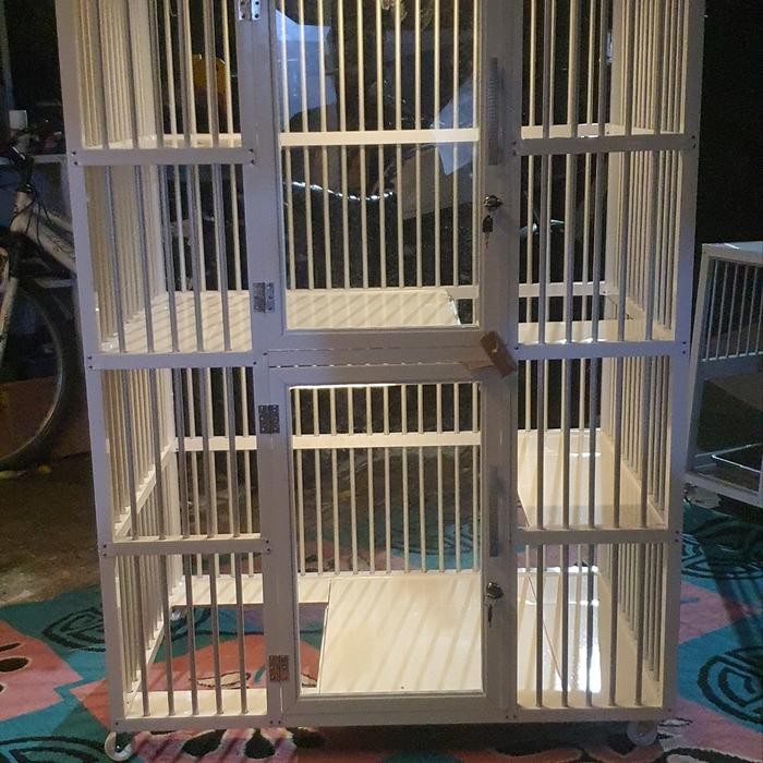 kandang kucing aluminium 2 tingkat