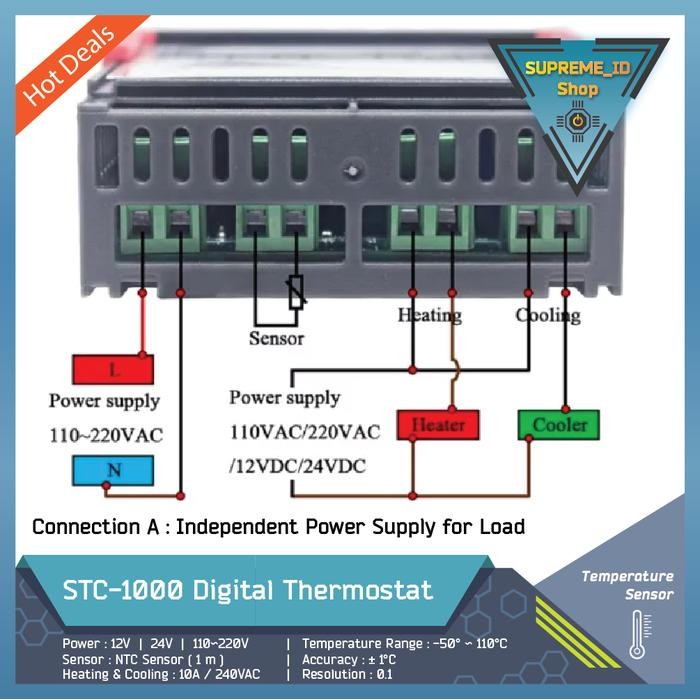 Stc-1000 Digital Thermostat Temperature Controller Ntc Sensor Stc1000 For Heating Or Cooling - Ac/Dc