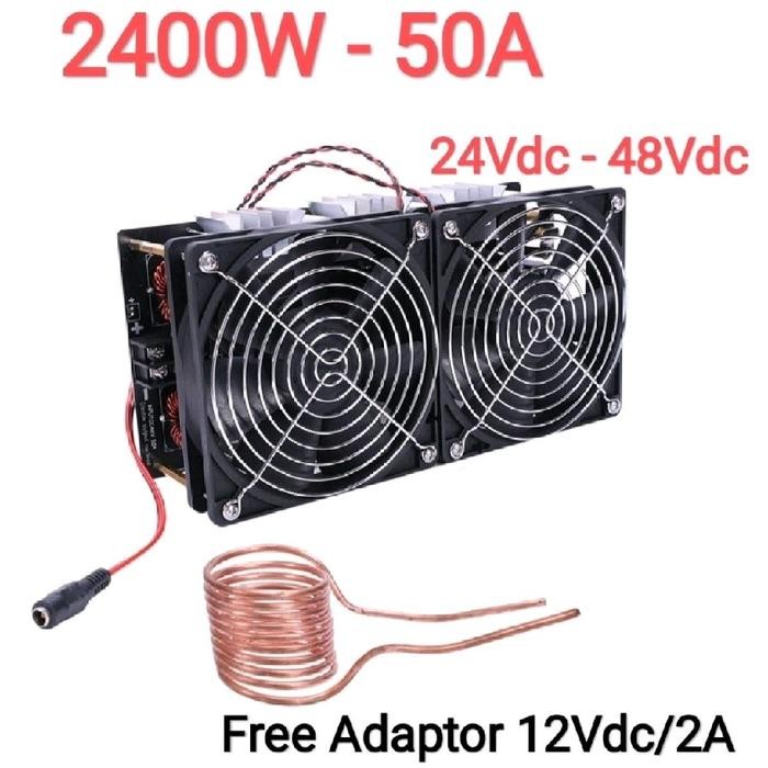 24Vdc~48Vdc/2400W - Zvs Induction Heater + Cooling Fan