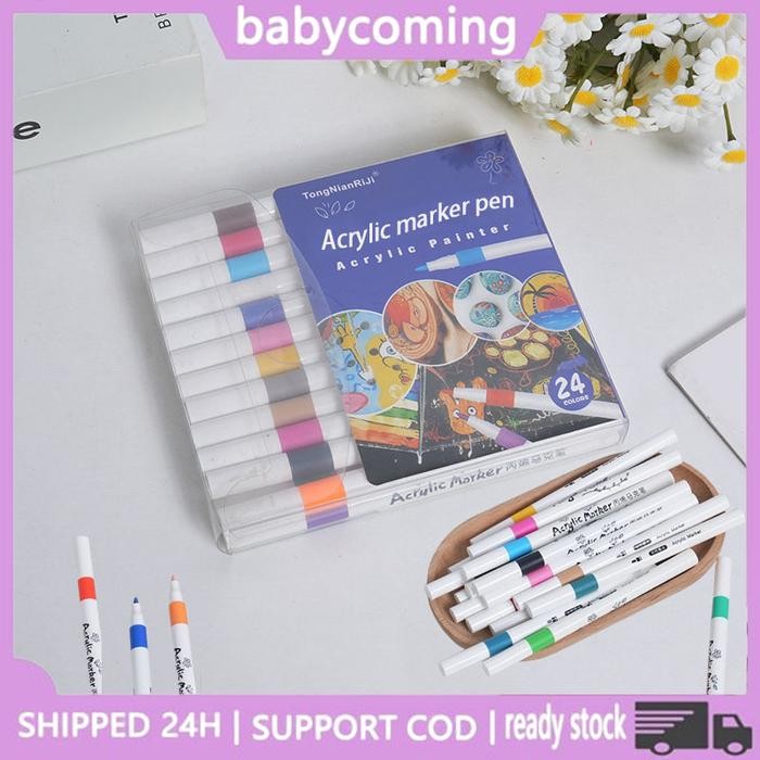 

Promo 24H36/48/60/80 Warna Spidol Akrilik Lukisan Diy Anak-Anak Pena Warna Pena Cat Berbasis Air