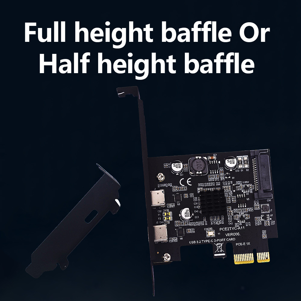 TISHRIC 10Gbps PCIE USB3.2 Gen2 Expansion Card PCIE 1X To Dual Type C Port Adapter ASM3142