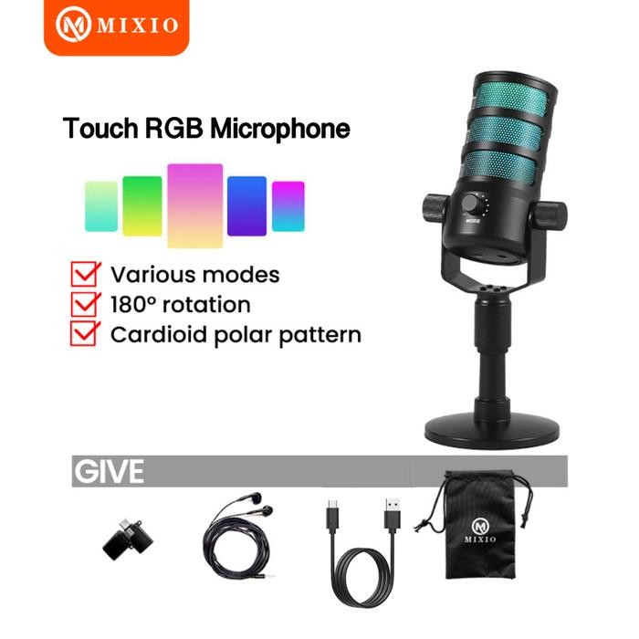 (Expert) MIXIO TL-H1 Condenser Microphone USB Type-C with RGB Streaming &Gaming