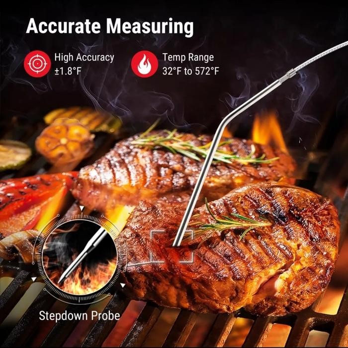 THERMOPRO TP07S 100m Wireless Thermometer & Remote f Meat BBQ w Timer