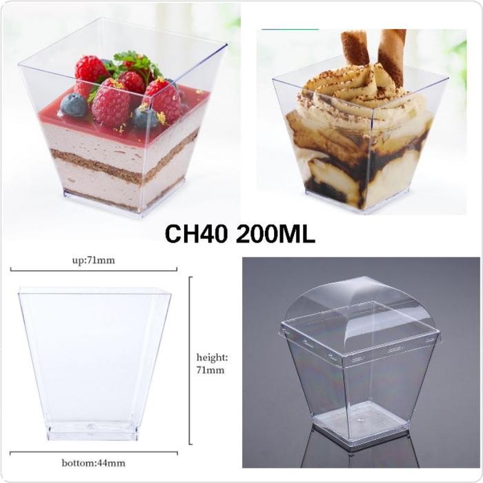 10pcs puding jelly cup + tutup gelas cangkir puding kotak dessert cup tiramisu Plastik