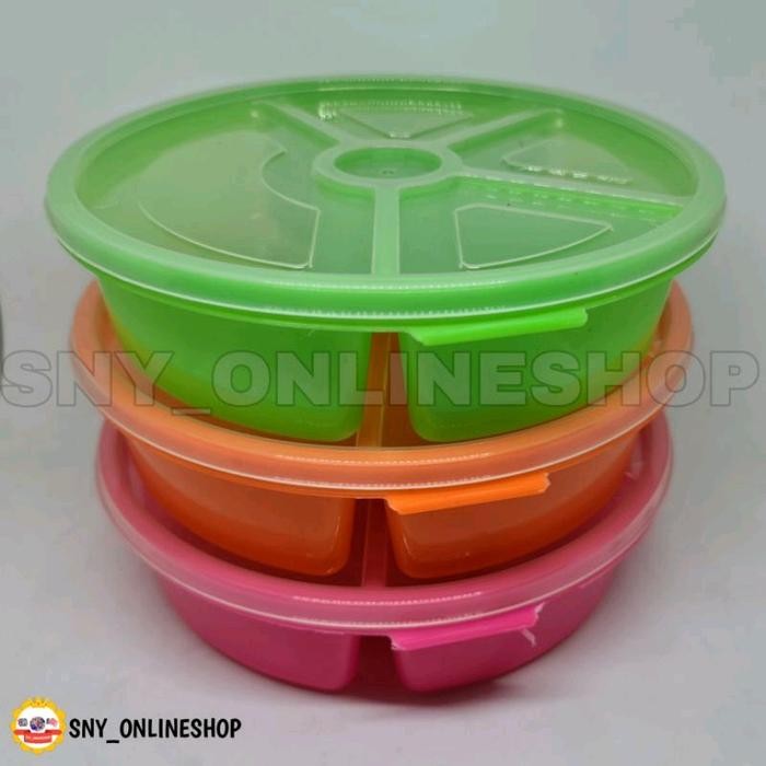 Lunch Box Catering / Lunch Box Bulat / Lunch Box 4 Sekat Plastik Galaxy Plast