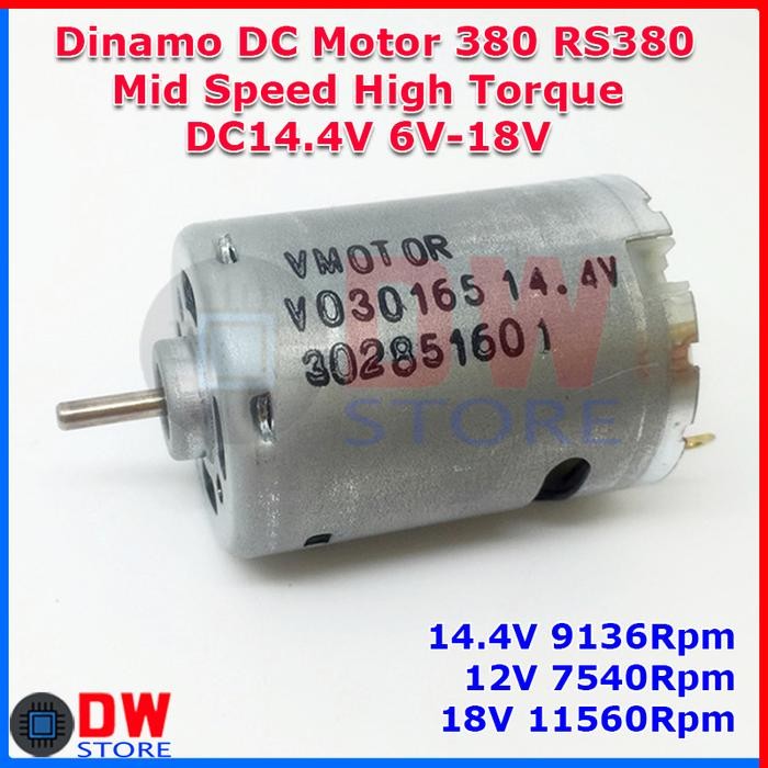 TERLARIS.. Dinamo DC Motor RS380 RS 380 14.4V 12V-18V Mid RPM Speed High Torque