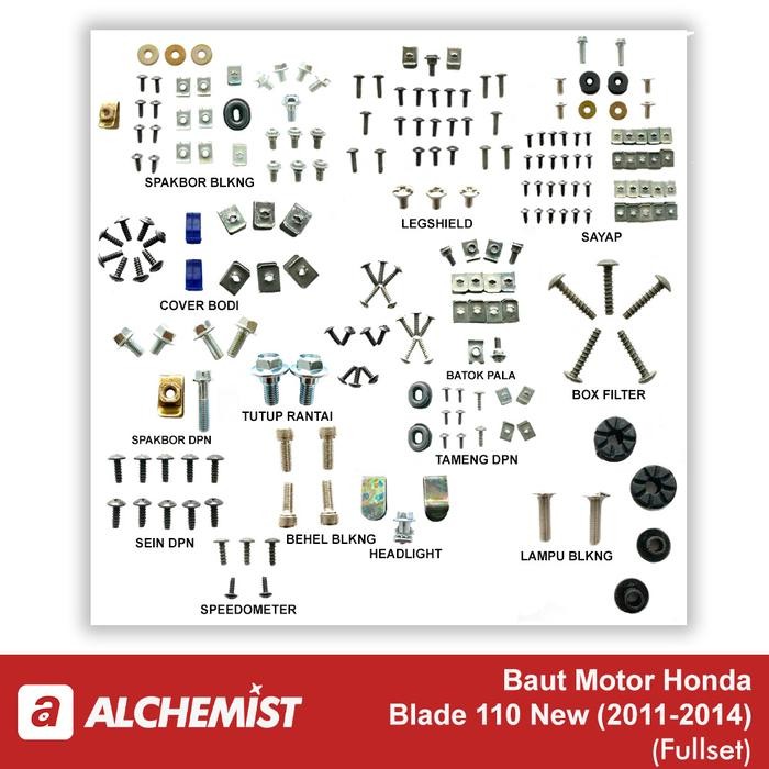 Baut Honda Blade 110 Full Set / Baut Honda Blade 110 Full Body