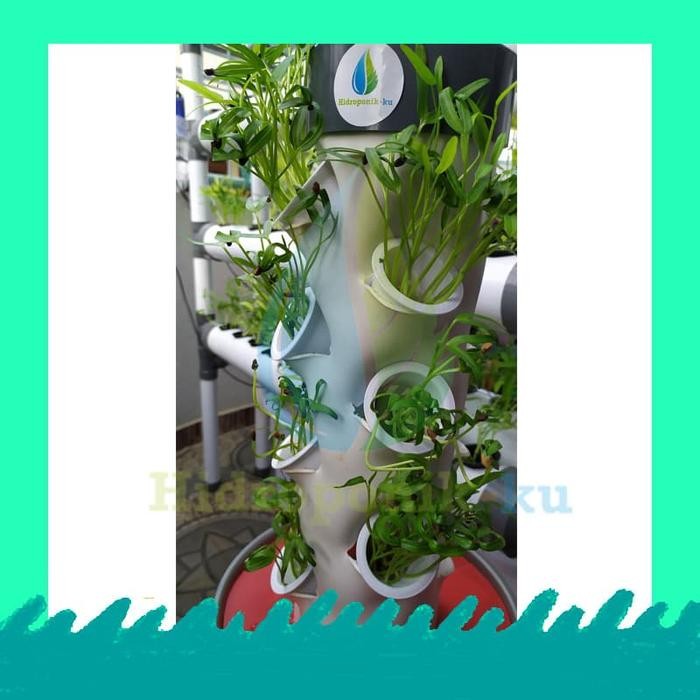 Paket Hidroponik ku, Mini Vertikal hidroponik set 14 lubang siap pakai