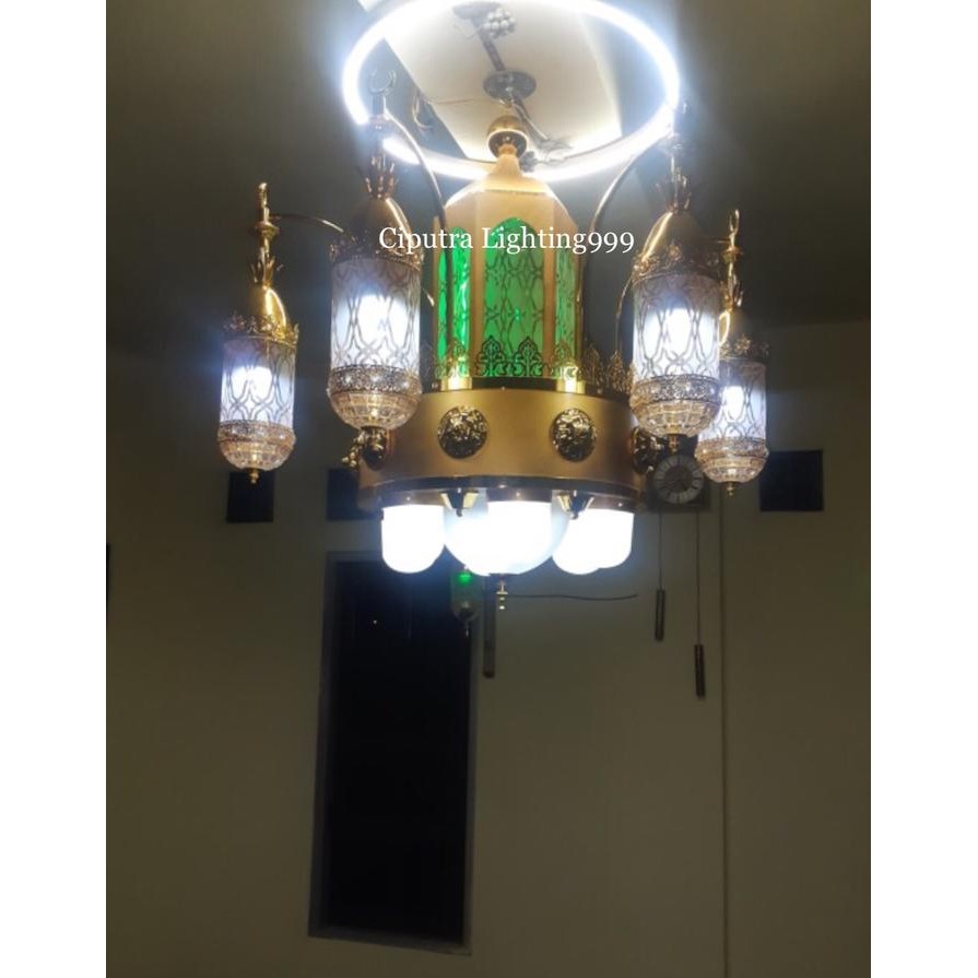 Lampu Hias Gantung Klasik Turki Masjid Nabawi Lafadz 18 Lampu Mewah