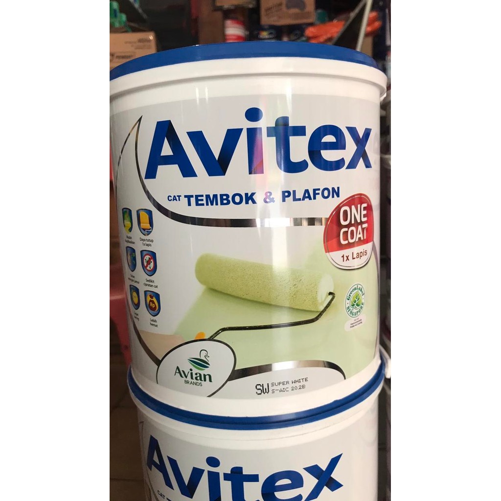 Avitex One Coat - Cat Plafon Dan Tembok - Super White 4,5Kg #Gratisongkir