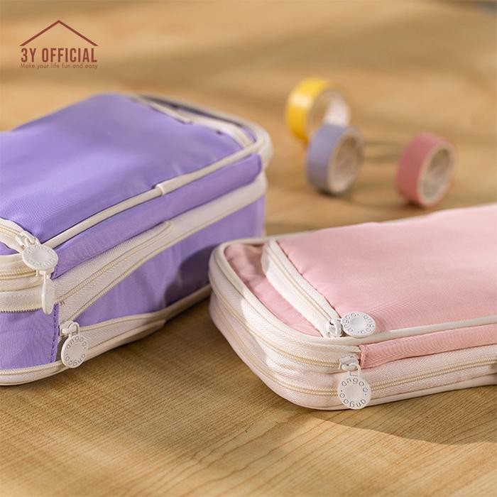 

3Y Angoo macaron window Pencil Case kotak pensil tempat makeup gaya korea besar Alat Stationery