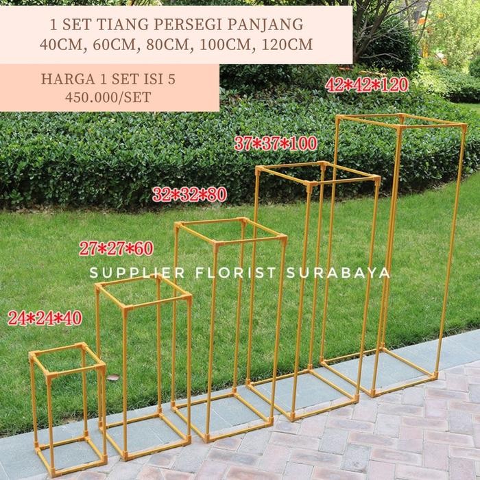 [Ecer] Tiang Gold Dekorasi Wedding Cagak Gold Backdrop Bunga Tiang Grab/Gosend
