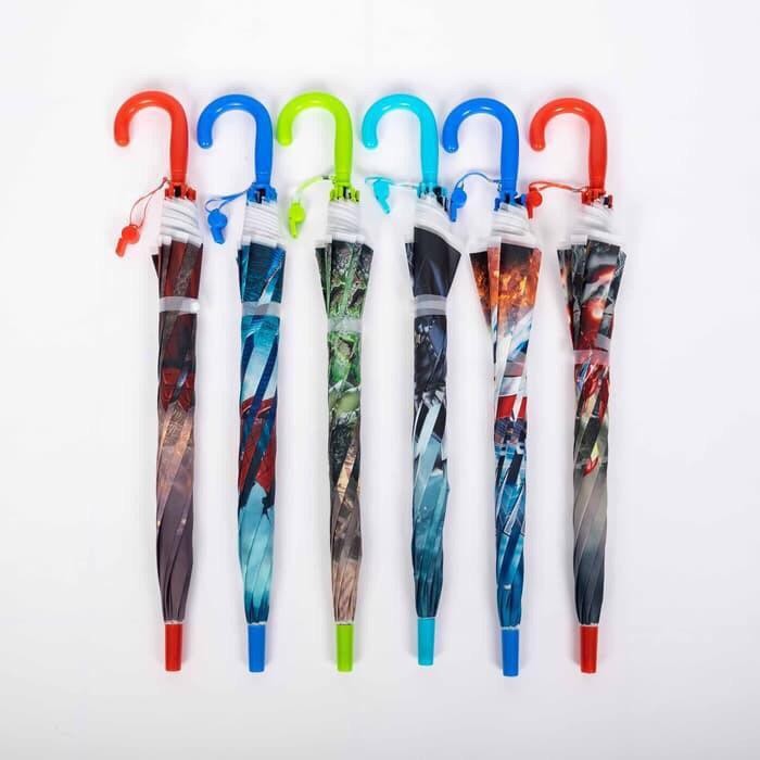 Payung Anak Superhero / Marvel Jagoan / Semi Transparan / Payung Tongkat Anak Dof - 262 Pasti Ori