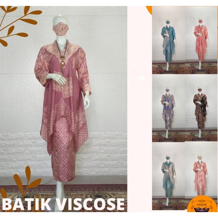 Set Baju Batik Wanita Batwing Viscose Modern Jumbo Premium Baju Pesta