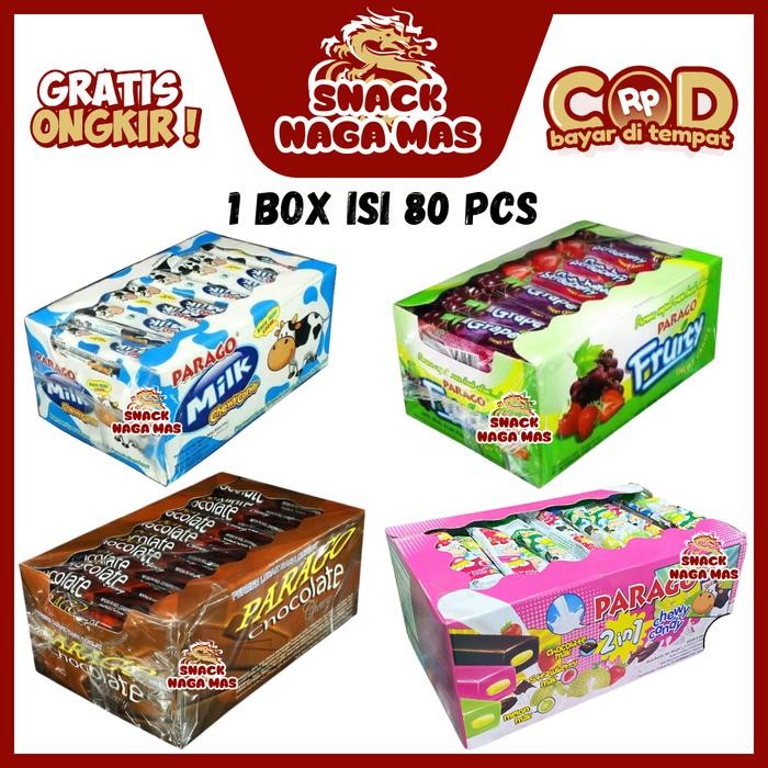 

New PARAGO PERMEN LUNAK CHEWY PARAGO ANEKA RASA [1 BOX ISI 80 PCS]