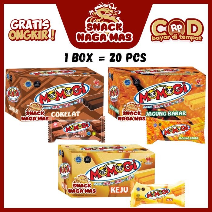 

New MOMOGI RASA JAGUNG BAKAR / KEJU / COKLAT [1 BOX ISI 20]