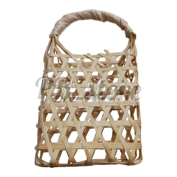 (Expert) keranjang anyam kantong tas anyam bambu kecil tas sauvenir cantik