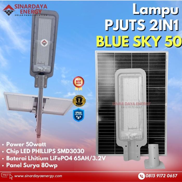 Lampu PJU Solar Cell 50watt Blue SKY Blue Carbon