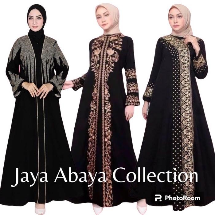 Abaya Bordir Mesir Dress Muslim Arab Saudi India Hitam Dewasa Umroh Gamis