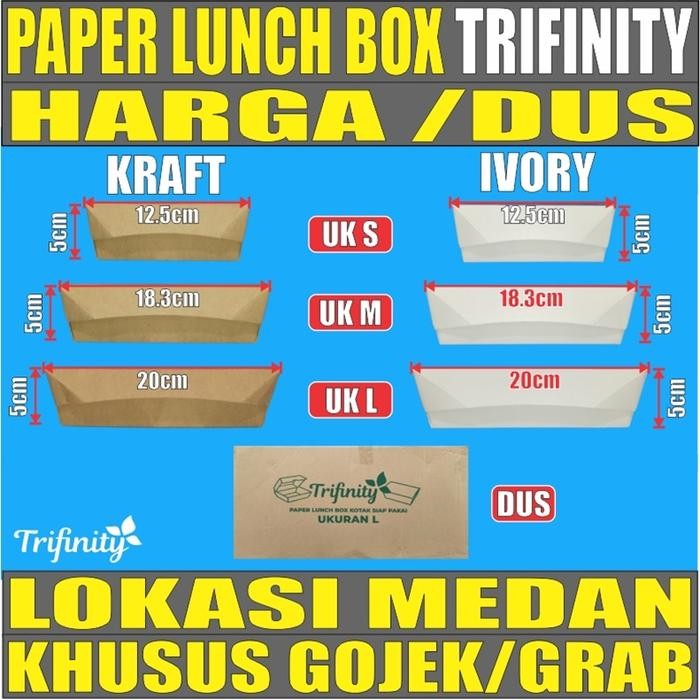 Baha - Paper Lunch Box Dus Kraft Coklat N Ivory Putih Food Tray Uk S M L Gjk Medan