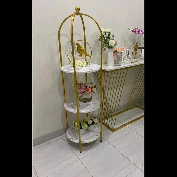 Rak Sudut Serbaguna Rak Sangkar Burung Besi Gold Grab/Gosend