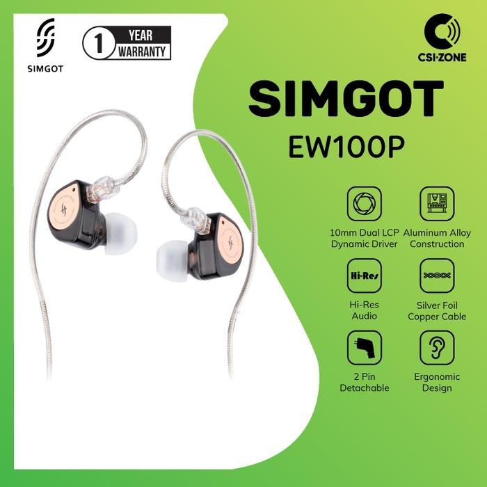 SIMGOT EW100P 10MM Dual-LCP Dynamic Driver In Ear Earphone