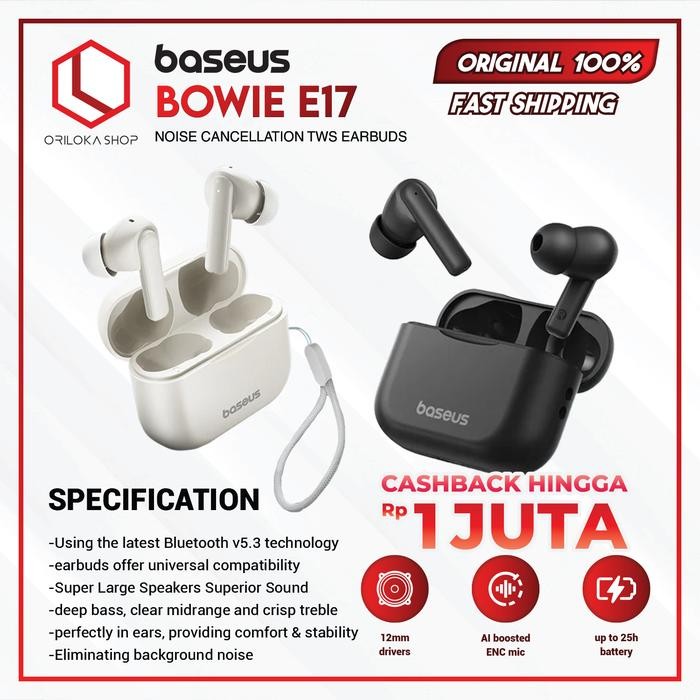 Baseus Bowie E17 TWS Bluetooth Earphone Earbuds Bloetooth Erphone - Henset Headset