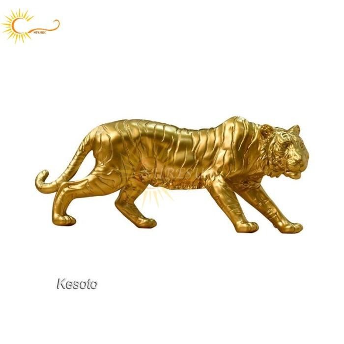 Sn* Ornamen Patung Harimau Emas Gaya Artwork Untuk Pajangan Ruang Tamu