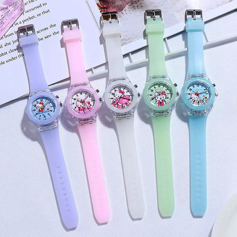 New Kids Watch Luminous Cartoon Watch Soft Silicone LED Children Watch for Students Girls Watch KT