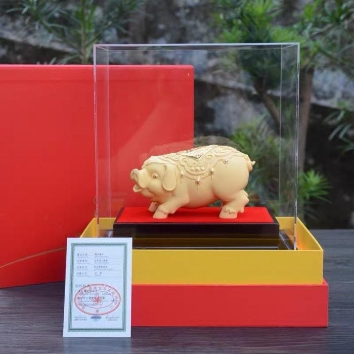  Patung Shio Babi Lapis Emas Pajangan Shio Babi S Souvenir